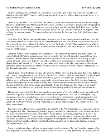 UU Pride Service Presentation 6.28.15  By Victoria L. Kidd  So, first, let me say how humbled I am