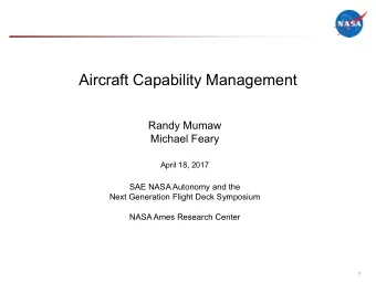 Aircraft Capability Management  Randy Mumaw  Michael Feary  April 18, 2017  SAE NASA Autonomy and