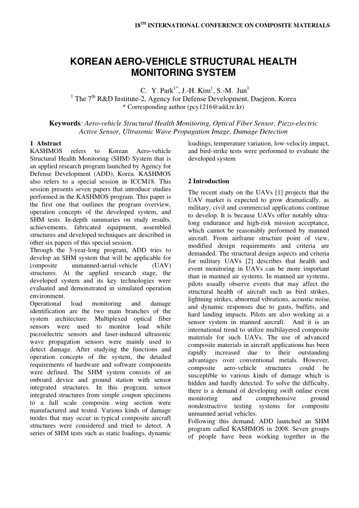 korean aero vehicle structural health monitoring system