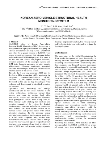 KOREAN AERO-VEHICLE STRUCTURAL HEALTH  MONITORING SYSTEM C. Y. Park 1* , J.-H. Kim 1 , S.-M.  Jun 1