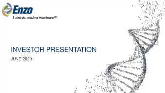 INVESTOR PRESENTATION  JUNE 2020  Forward-Looking Statements  Except for historical information,