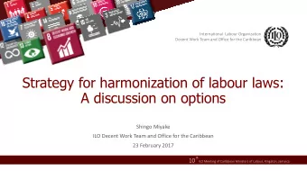 Strategy for harmonization of labour laws:  A discussion on options  Shingo Miyake  ILO Decent Work