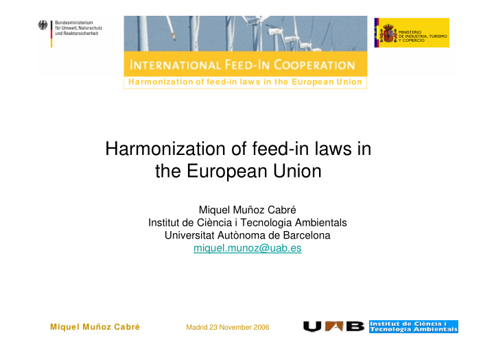 harmonization of feed in laws in the european union
