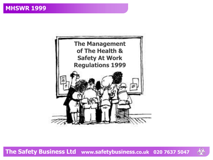 mhswr 1999 the management of the health safety at work