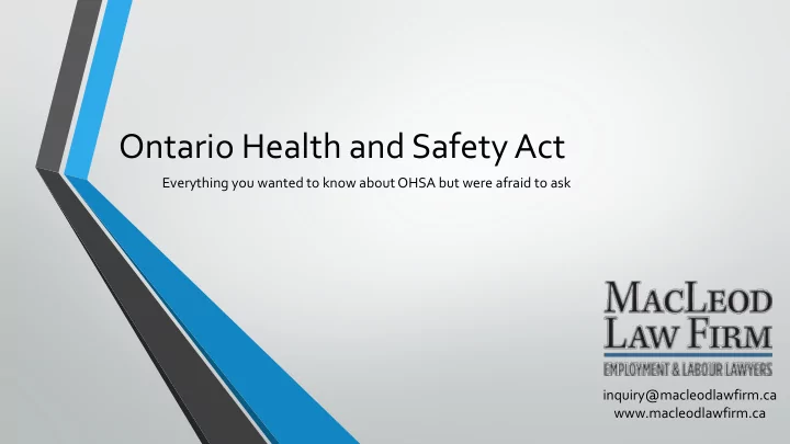 ontario health and safety act