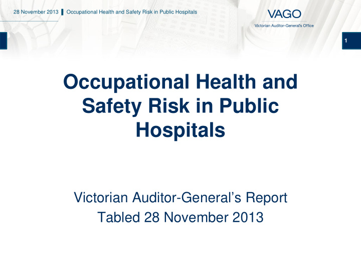 occupational health and safety risk in public hospitals