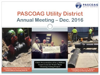 PASCOAG Utility District Annual Meeting  Dec. 2016  USDA Presentation of $2.4 Million