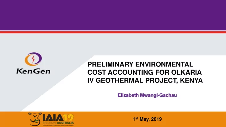 preliminary environmental cost accounting for olkaria iv