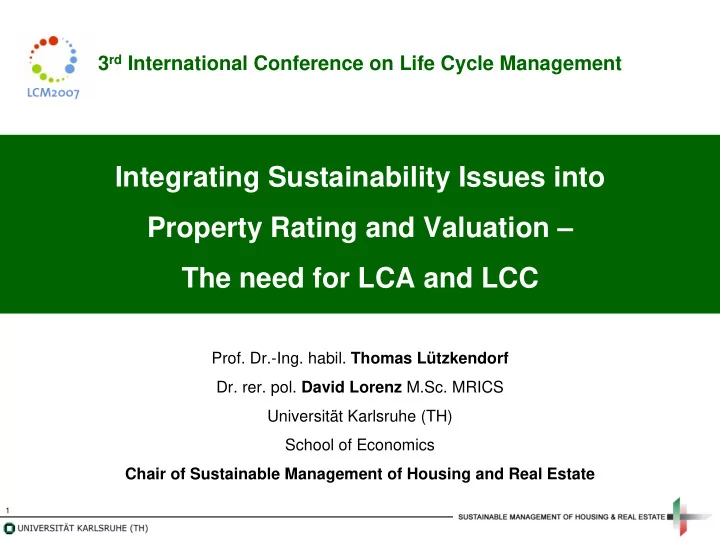 integrating sustainability issues into property rating
