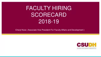 SCORECARD  2018-19  Cheryl Koos | Associate Vice President For Faculty Affairs and Development |