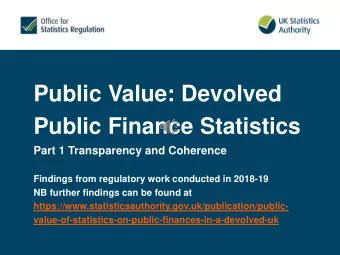 Public Finance Statistics  Part 1 Transparency and Coherence  Findings from regulatory work