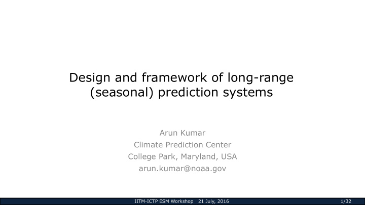 seasonal prediction systems