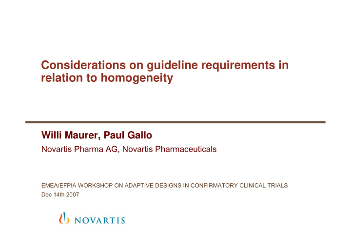 considerations on guideline requirements in relation to