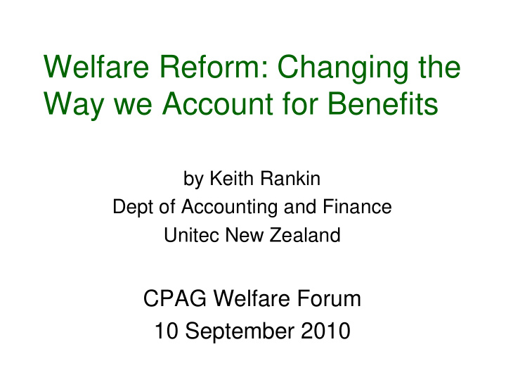 welfare reform changing the