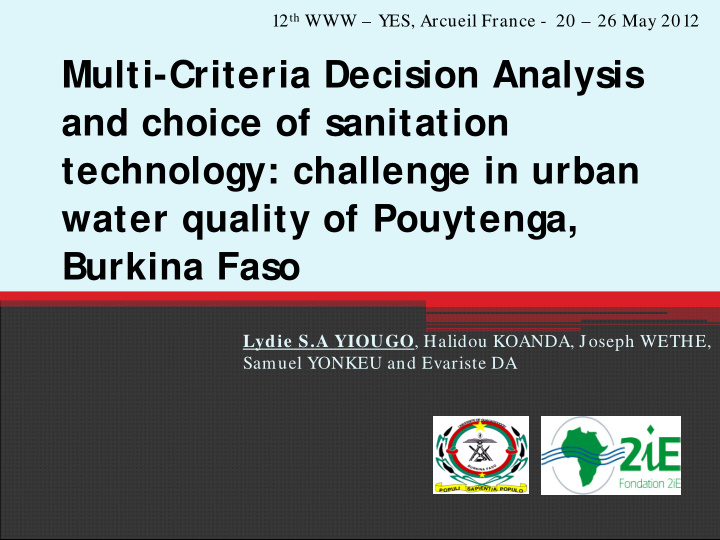multi criteria decision analysis and choice of sanitation