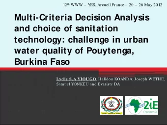 Multi-Criteria Decision Analysis  and choice of sanitation  technology: challenge in urban  water