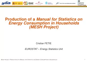 Production of a Manual for Statistics on  Energy Consumption in Households  (MESH Project)