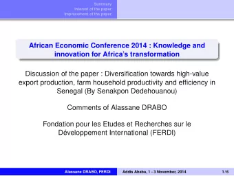 African Economic Conference 2014 : Knowledge and  innovation for Africas transformation
