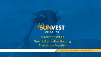 Association Meeting  1  INTRODUCTION TO SOLAR FOR  TRIBAL HOUSING AND  COMMUNITY PROGRAMS