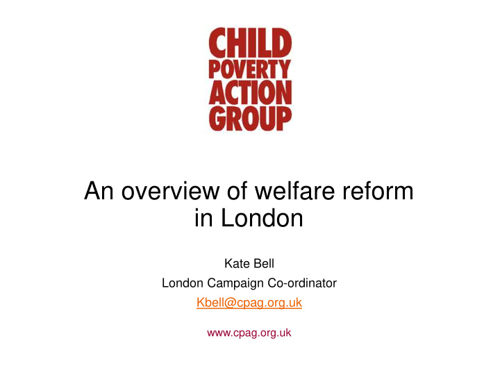 an overview of welfare reform