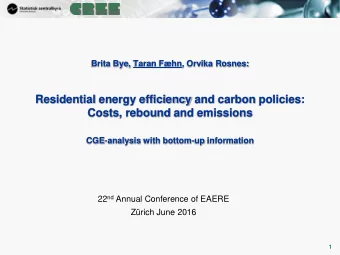 Residential energy efficiency and carbon policies:  Costs, rebound and emissions  CGE-analysis with