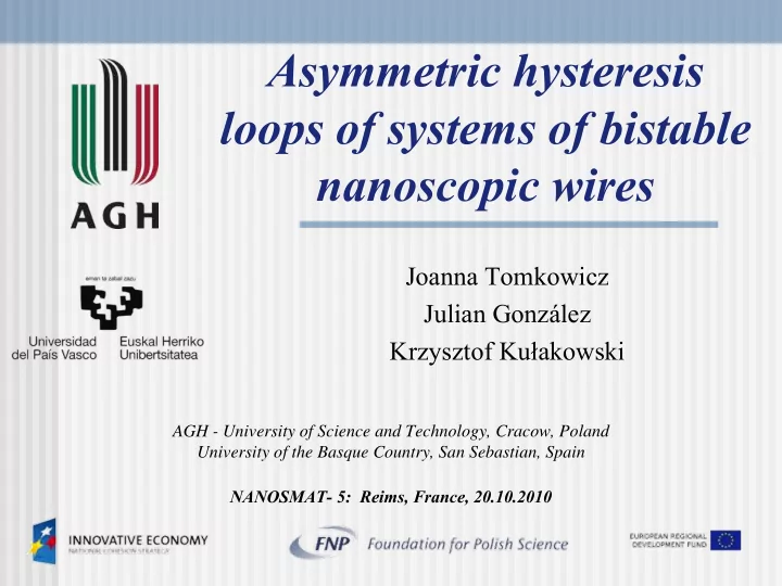 asymmetric hysteresis loops of systems of bistable