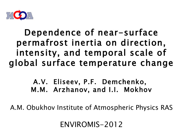 dependence of near surface permafrost inertia on