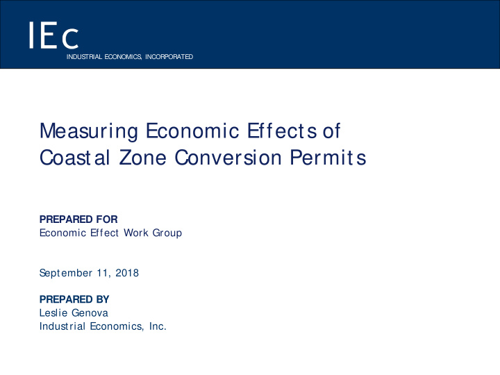measuring economic effects of coastal zone conversion