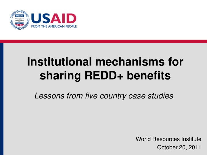 institutional mechanisms for sharing redd benefits