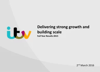 building scale  Full Year Results 2015 2 nd March 2016  Agenda  2015 Highlights  Adam Crozier  Full