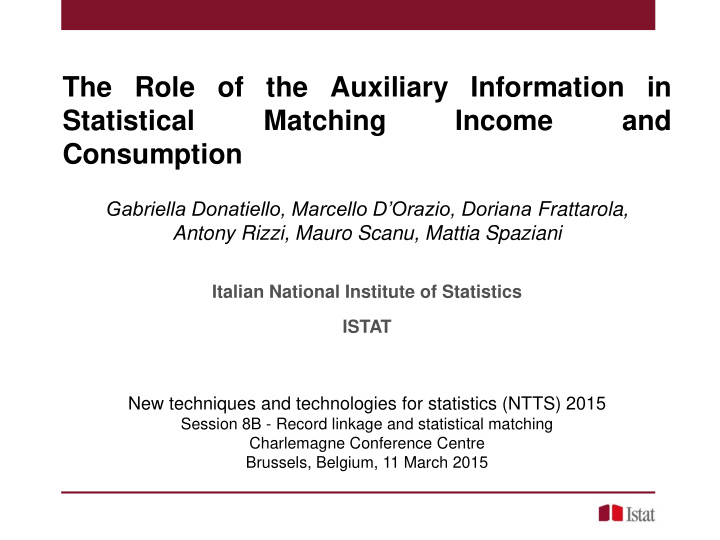 the role of the auxiliary information in statistical