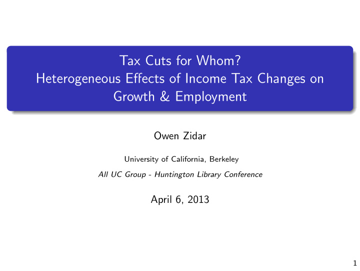 tax cuts for whom heterogeneous effects of income tax