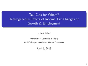 Tax Cuts for Whom?  Heterogeneous Effects of Income Tax Changes on  Growth &amp; Employment  Owen