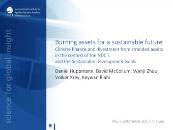 Burning assets for a sustainable future  Climate finance and divestment from stranded assets  in