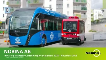 NOBINA AB 1 Investor presentation, Interim report September 2018  November 2018  Nobina investor