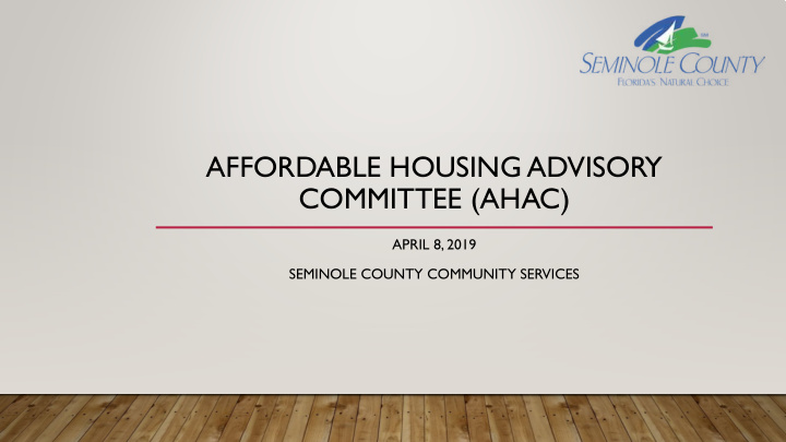 affordable housing advisory committee ahac