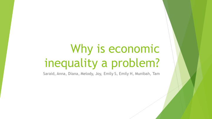 why is economic inequality a problem