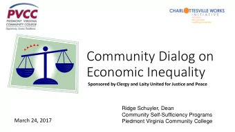 Community Dialog on  Economic Inequality Sponsored by Clergy and Laity United for Justice and Peace