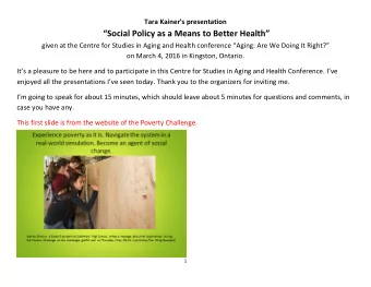 Since it began in Kingston, Ive been a voluntee r. The Poverty Challenge is an experiential