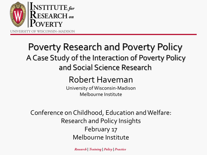 poverty research and poverty policy