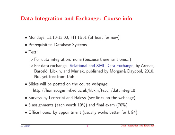 data integration and exchange course info