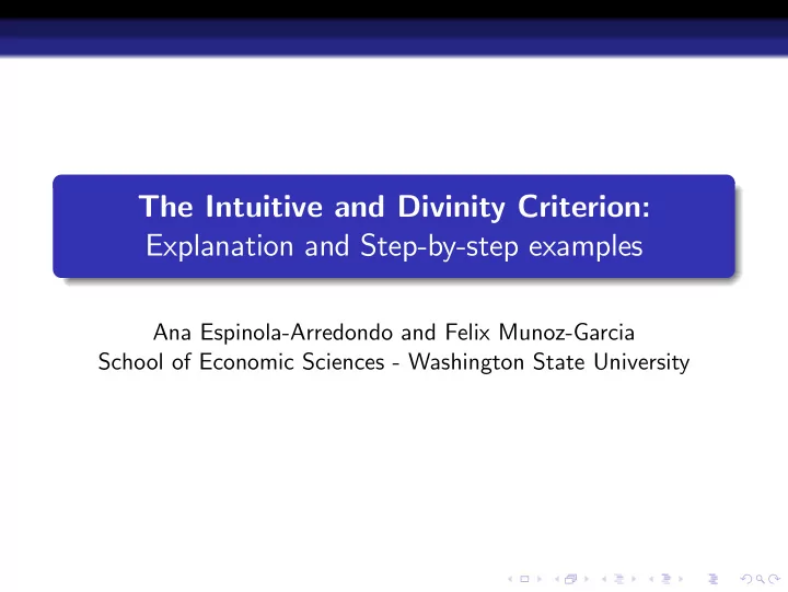 the intuitive and divinity criterion explanation and step