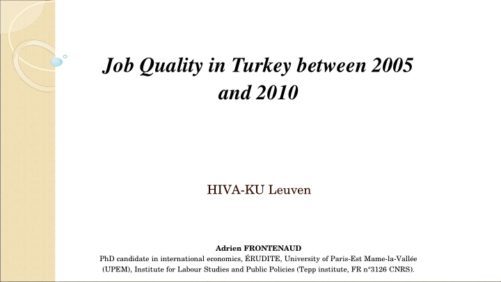 job quality in turkey between 2005 and 2010