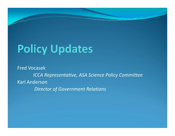 fred vocasek icca representative asa science policy