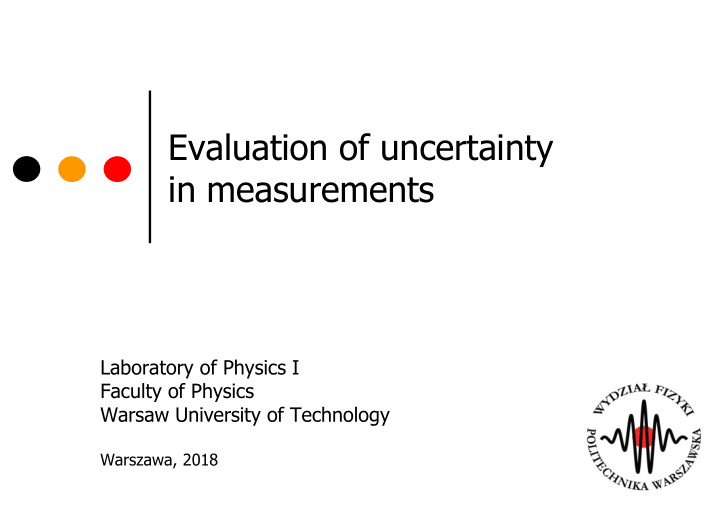evaluation of uncertainty in measurements