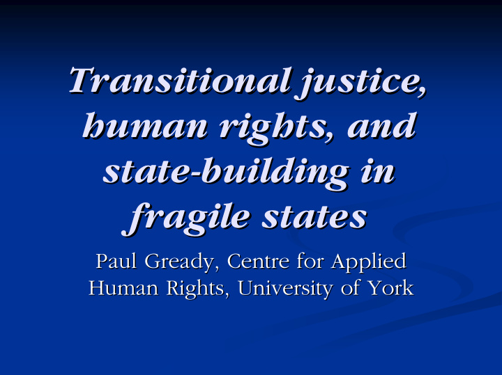 transitional justice transitional justice human rights