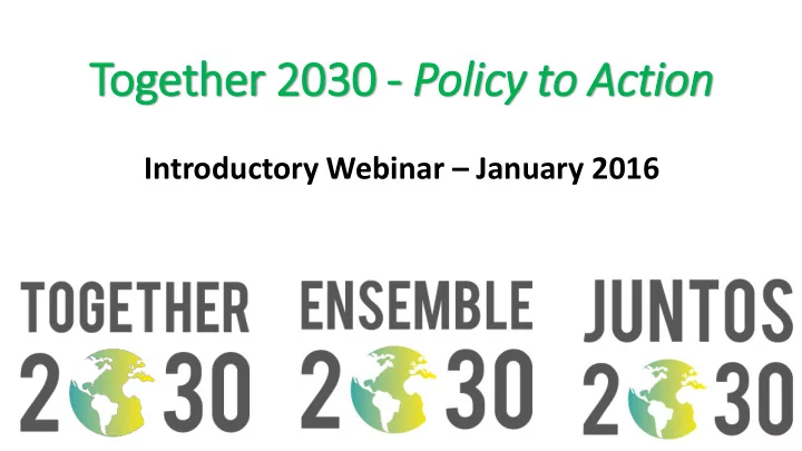 together 20 2030 poli licy to ac action