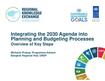 Integrating the 2030 Agenda into  Planning and Budgeting Processes  Overview of Key Steps  Michaela