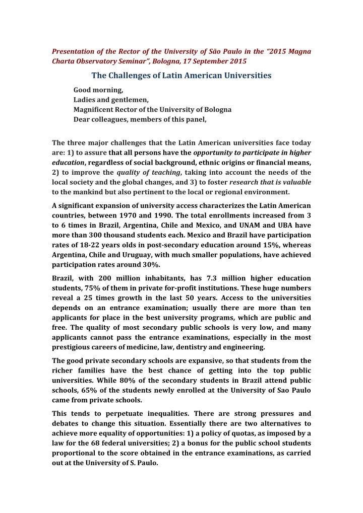 the challenges of latin american universities