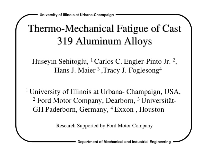 thermo mechanical fatigue of cast mechanical fatigue of
